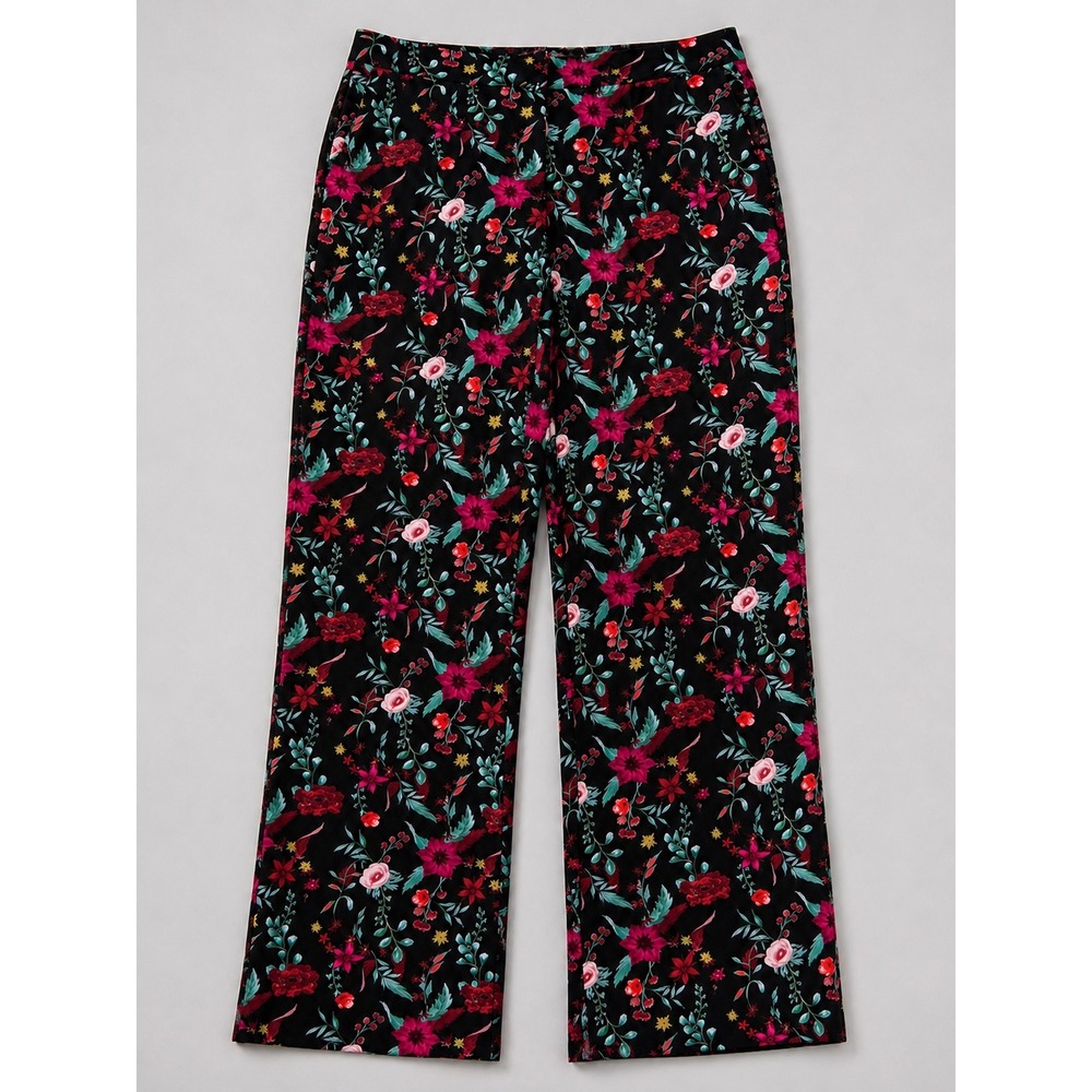 Cynthia Rowley Womens Pants Black Pink Size 4 Romantic Boho Cottagecore Floral